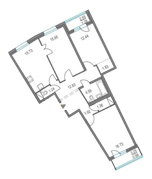 Трехкомнатная квартира в : площадь 84.62 м2 , этаж: 3 – купить в Санкт-Петербурге